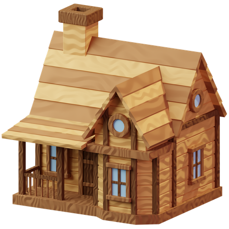 Cabane en bois  3D Illustration