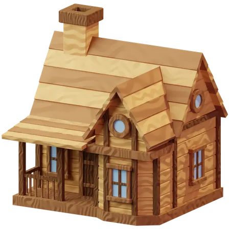 Cabane en bois  3D Illustration