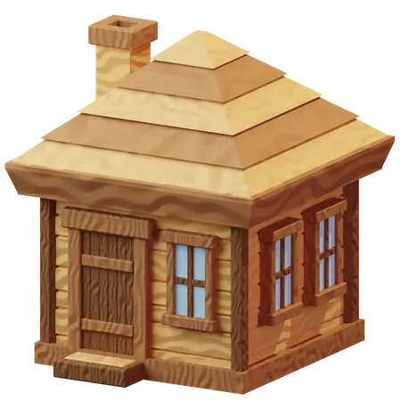 Cabane en bois  3D Illustration