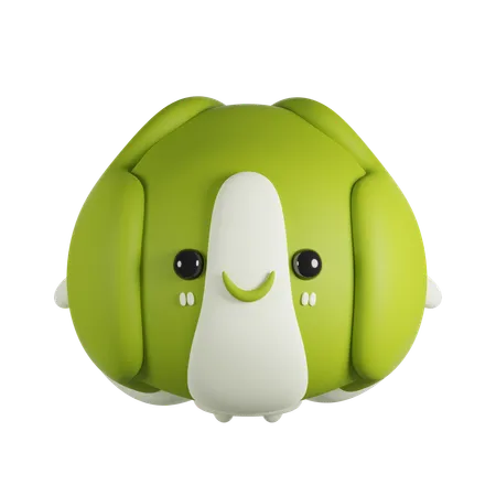 Cabbage 3 D Cute Render Character 3D Icon