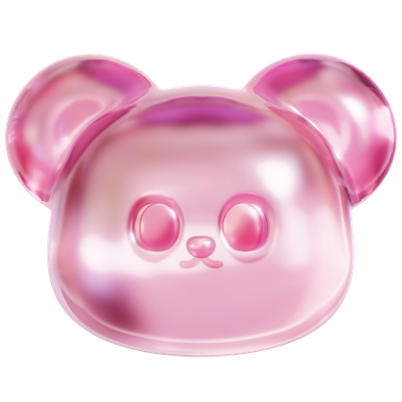 Cabeça de ursinho de goma rosa  3D Icon