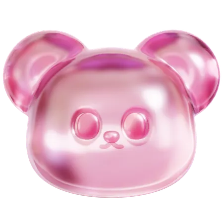 Cabeça de ursinho de goma rosa  3D Icon