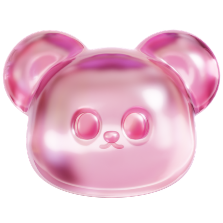 Cabeça de ursinho de goma rosa  3D Icon