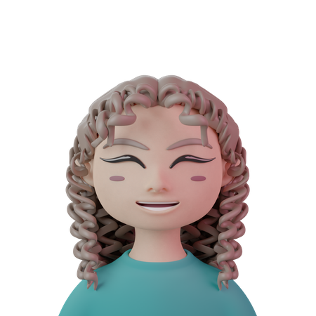 Cabelo longo cacheado com franja feminina  3D Icon