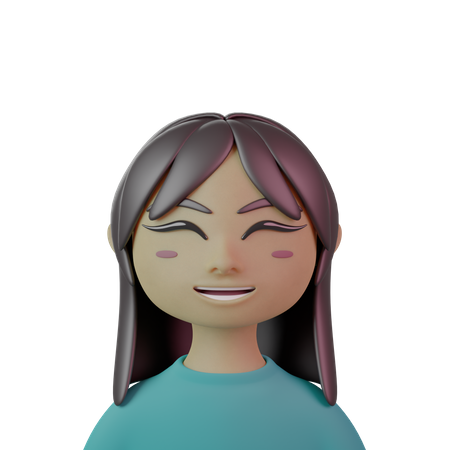 Cabelo longo e liso com franja feminina  3D Icon