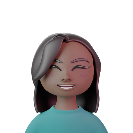 Cabelo longo ondulado com franja lateral feminina  3D Icon