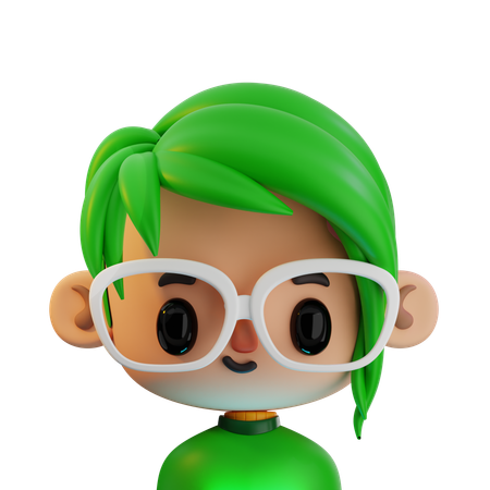 Cabelo verde com óculos  3D Icon