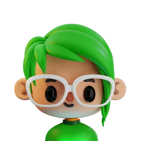 Cabelo verde com óculos  3D Icon