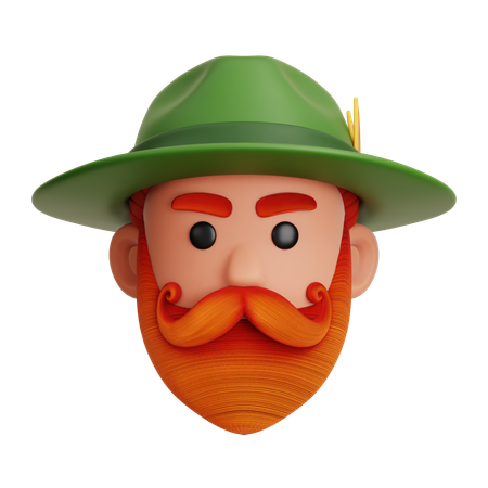 Cabeza de hombre de oktoberfest  3D Icon