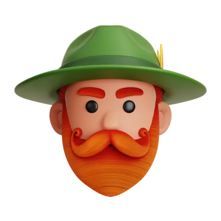 Cabeza de hombre de oktoberfest  3D Icon