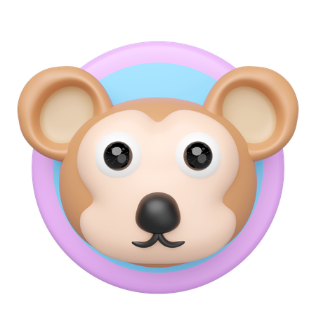 Cabeza de personaje de mono  3D Icon