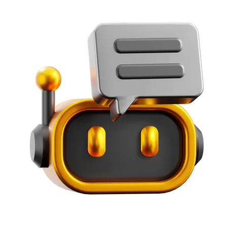 Cabeza de robot con burbuja de chat  3D Icon