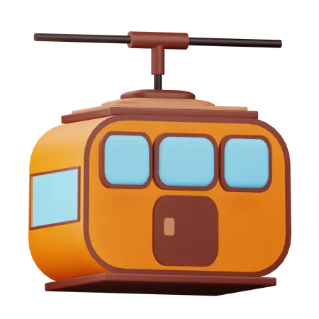 3 D Render Cable Car Illustration With Transparent Background 3D Icon