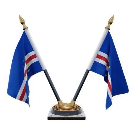 Soporte para bandera de escritorio doble (V) de Cabo Verde  3D Icon