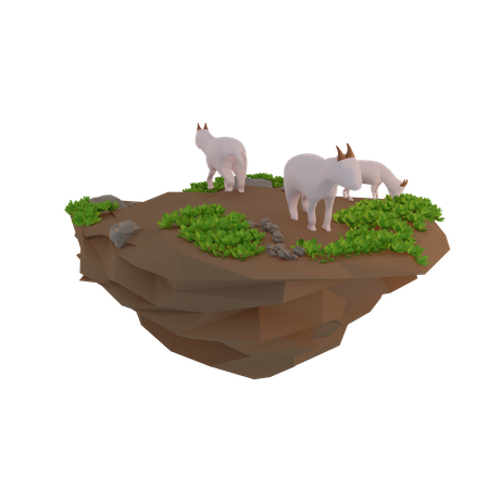 Cabras buscando comida  3D Illustration