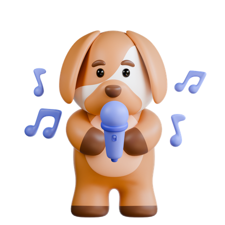 Cachorro com microfone  3D Illustration