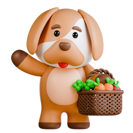 Cachorro com vegetais  3D Illustration