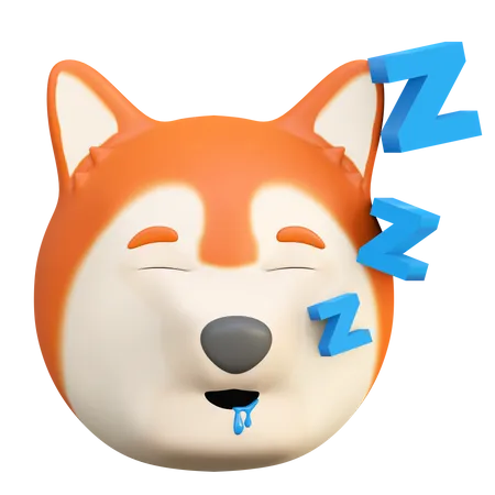 Cachorro Dormindo Rosto Expressao Emoticon Desenho Animado 3 D Render Ilustracao 3D Emoji