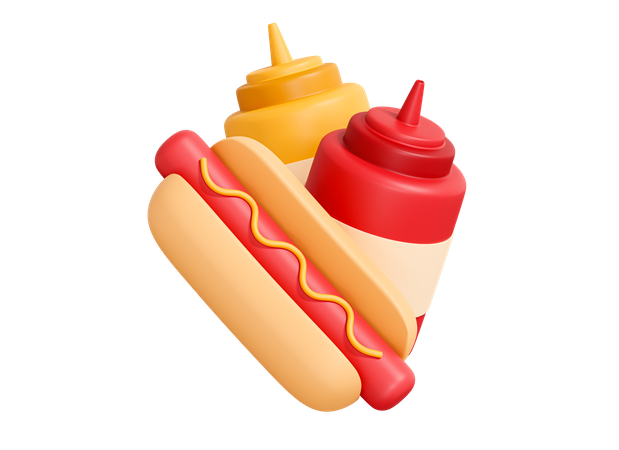 Cachorro-quente com ketchup  3D Icon