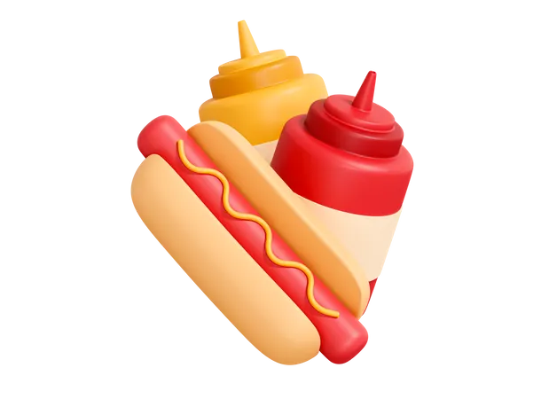 Cachorro-quente com ketchup  3D Icon