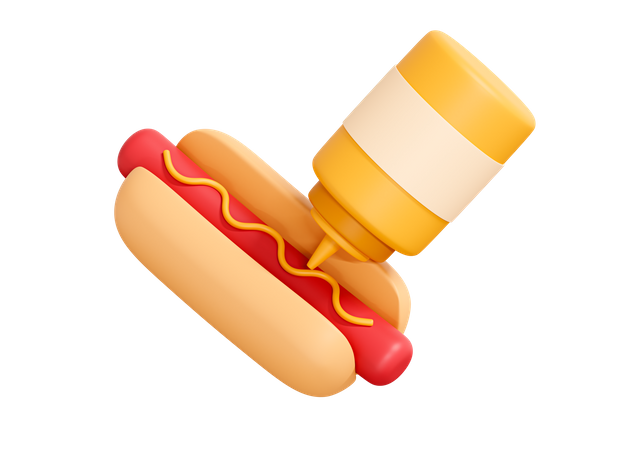 Cachorro-quente com mostarda  3D Icon