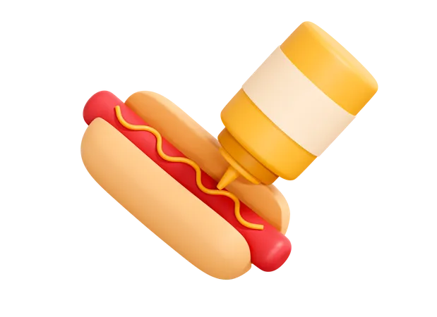 Cachorro-quente com mostarda  3D Icon