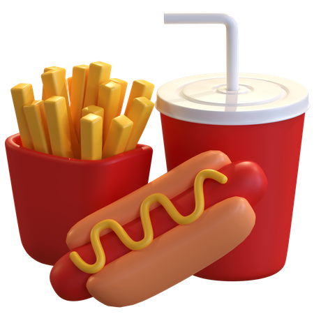 Cachorro-quente com refrigerante  3D Icon