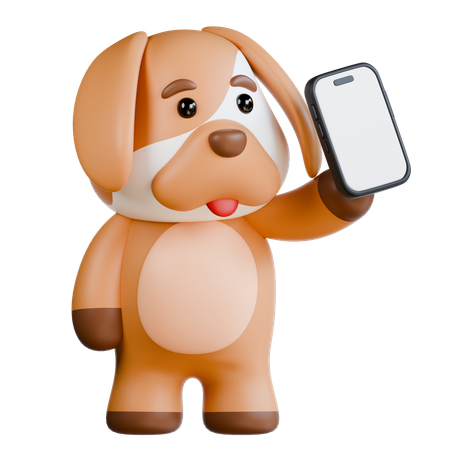 Cachorro traz smartphone  3D Illustration