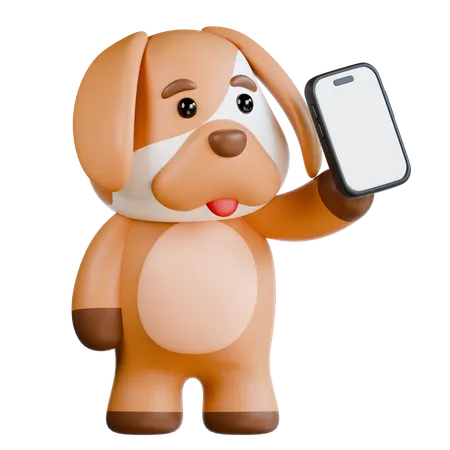 Cachorro traz smartphone  3D Illustration