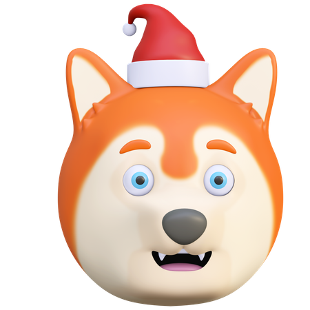 Cachorro usando chapéu de natal  3D Emoji