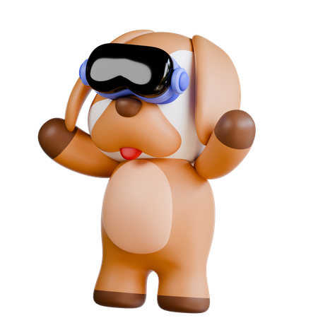 Cachorro usando óculos vr  3D Illustration