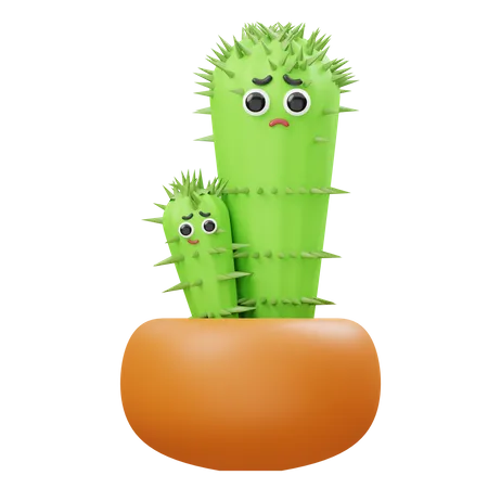 Cactus à deux expressions  3D Illustration