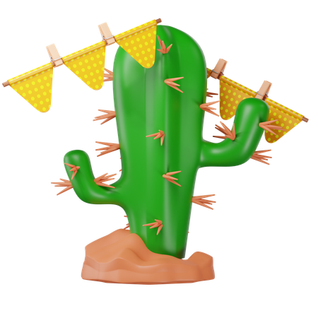 Cactus And Pennants  3D Icon