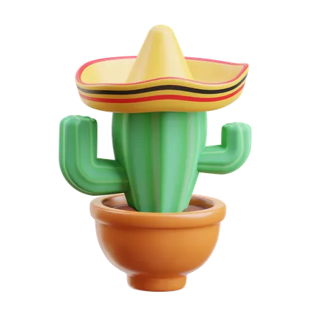 Cactus avec chapeau  3D Icon