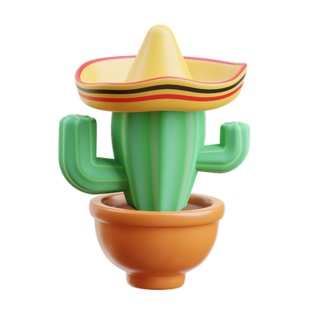 Cactus con sombrero  3D Icon