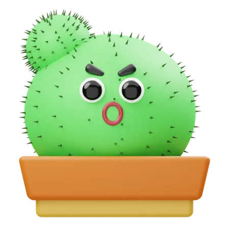 Cactus enojado  3D Illustration