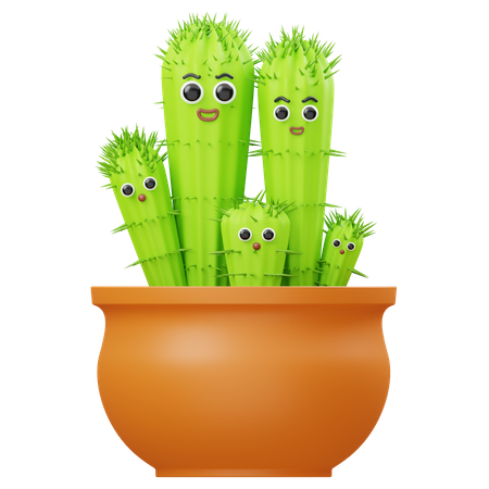 Cactus Family  3D Illustration