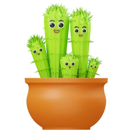Cactus Family  3D Illustration
