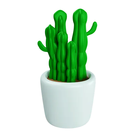 3 D Cactus In Plant Pot Floral Arrangement Garland Icon Isolated On White Background 3 D Rendering Illustration Clipping Path 3D Icon