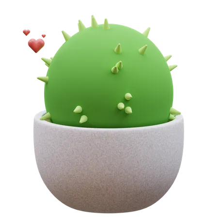 Premium 3 D Cute Cactus Icon 3D Icon