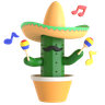 cactus playing maracas emoji 3d