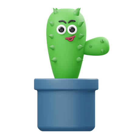 Cactus sonriente  3D Illustration