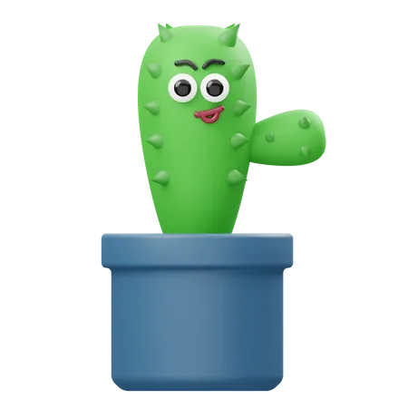Cactus sonriente  3D Illustration
