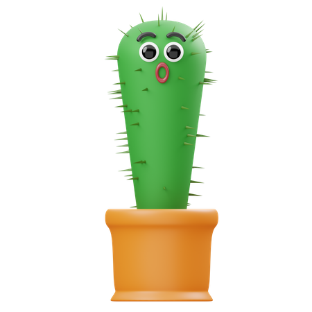 Cactus sorprendido  3D Illustration