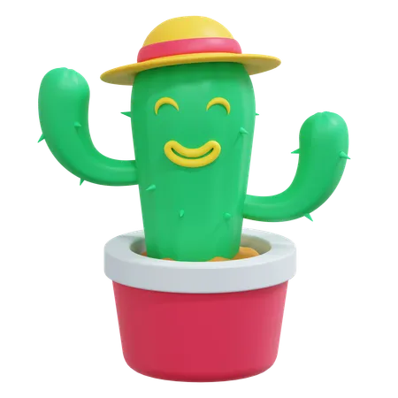 Happy Cactus Tree Spring Icon Illustration 3D Icon