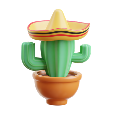 Cactus With Hat  3D Icon