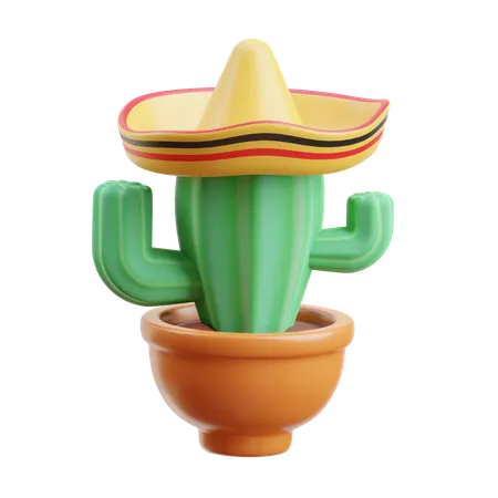 Cactus With Hat  3D Icon