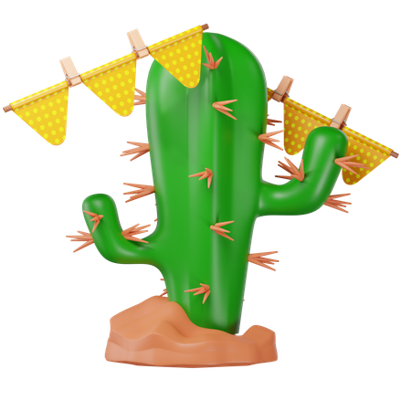 Cactus y banderines  3D Icon