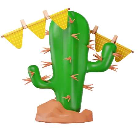 Cactus y banderines  3D Icon