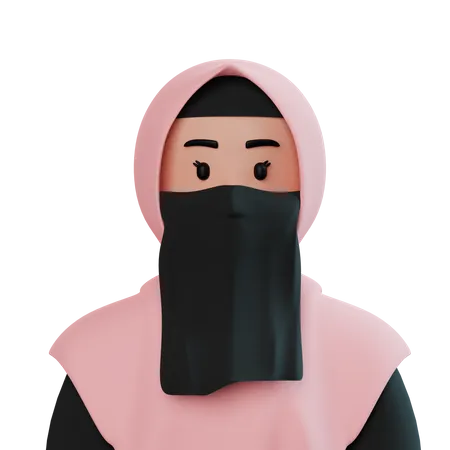 Chica hijab cadar  3D Illustration